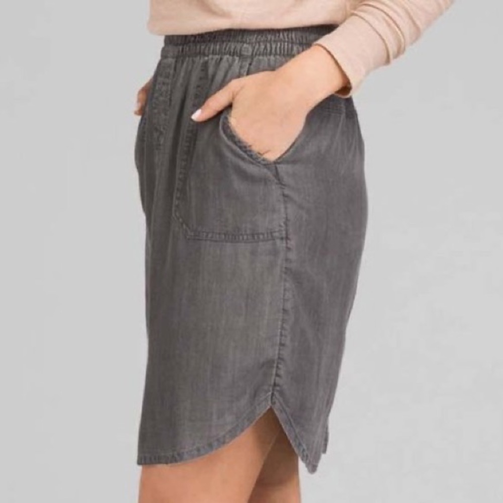 Prana gray wash shelly denim skirt - Picture 2 of 7